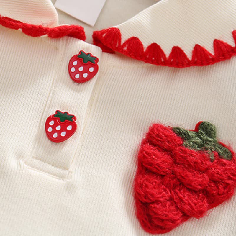 Toddler Girl Strawberry Lapel Shirt and Shorts Set