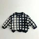 Toddler Knitted Design Smile Plaid Sweater