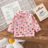 Toddler Girls Flower Strawberry Denim Jacket
