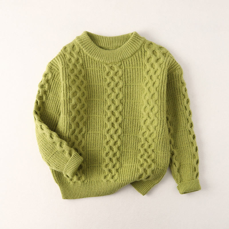 Toddler Knitted Solid Color Round Neck Loose Sweater