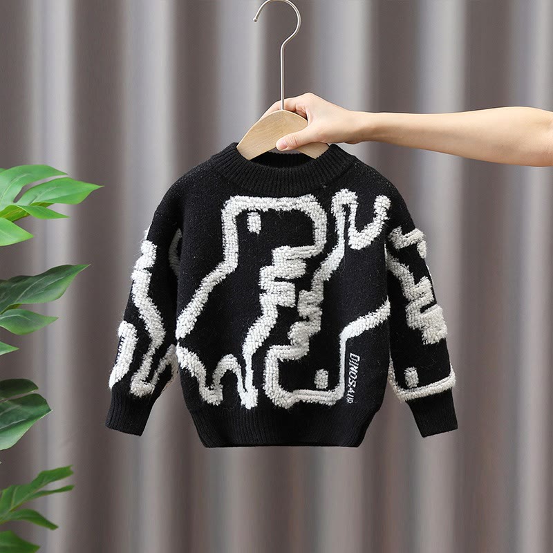 Toddler Boy Cartoon Dinosaur Knitted Lovely Sweater