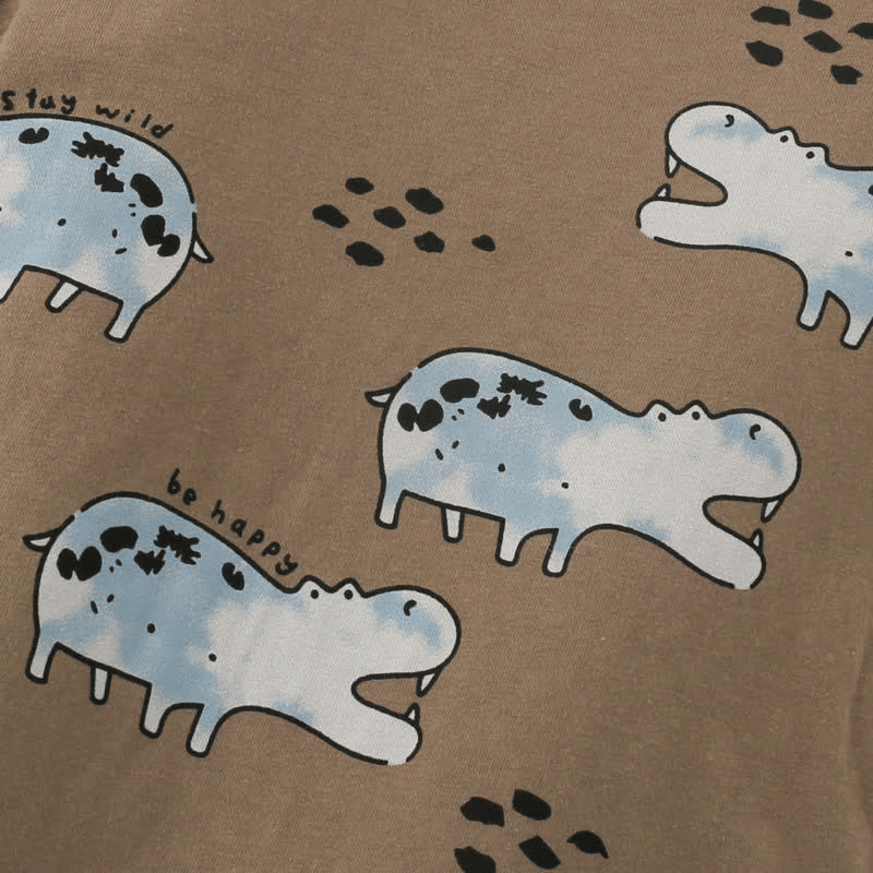 BE HAPPY Toddler Boys Hippo Tee and Shorts Set