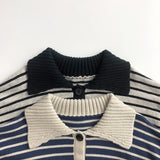 Toddler Striped Button Knitted Polo Sweater