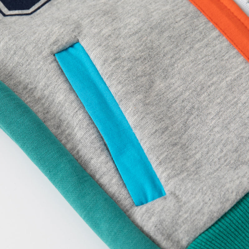C Toddler Boy Color Block Zipper Baseball Coat
