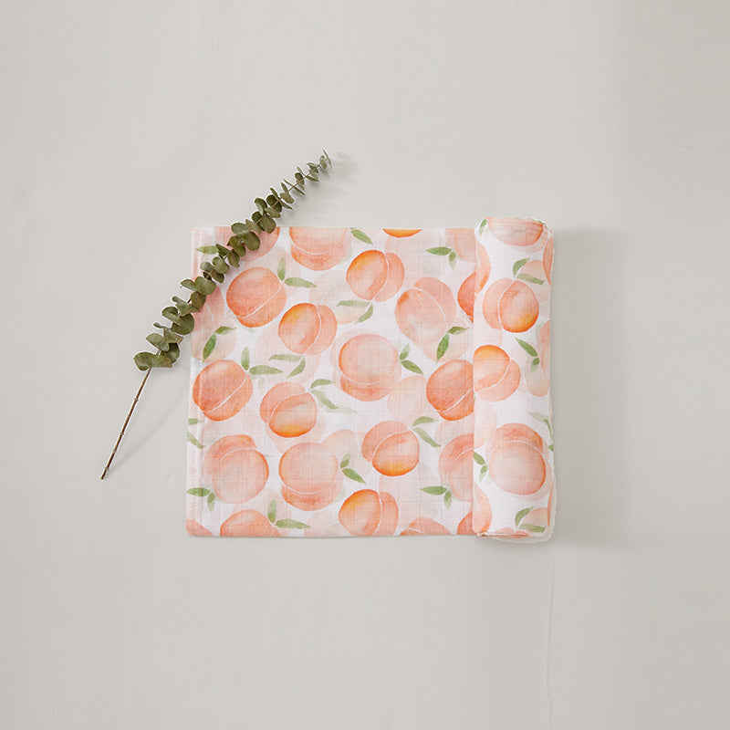 Peaches Muslin Baby Swaddle Blanket