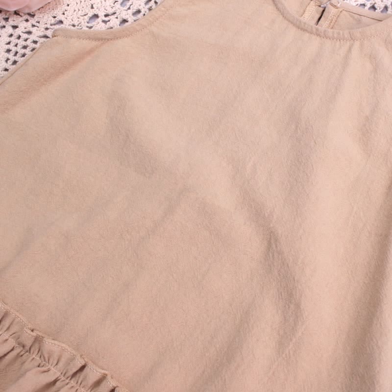 Toddler Girl Solid Color Lace Trim Sleeveless Dress