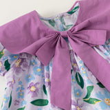 Toddler Girl Bowknot Lapel Collar Flower Dress
