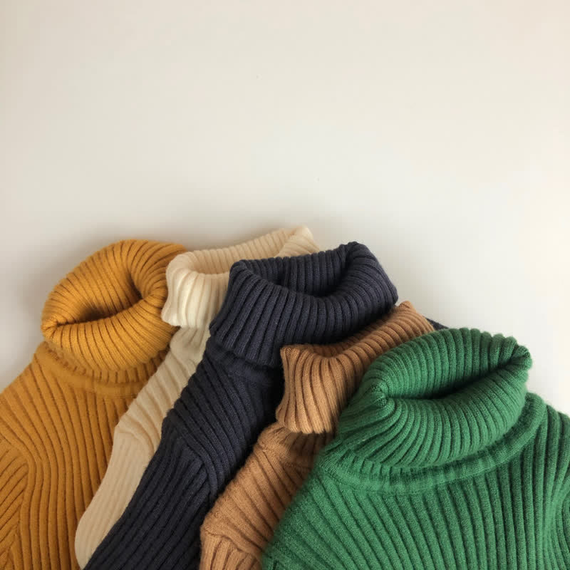 Toddler Boy Solid Color Turtleneck Sweater