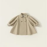 Toddler Girl Lapels Puff Sleeves Simple Coat