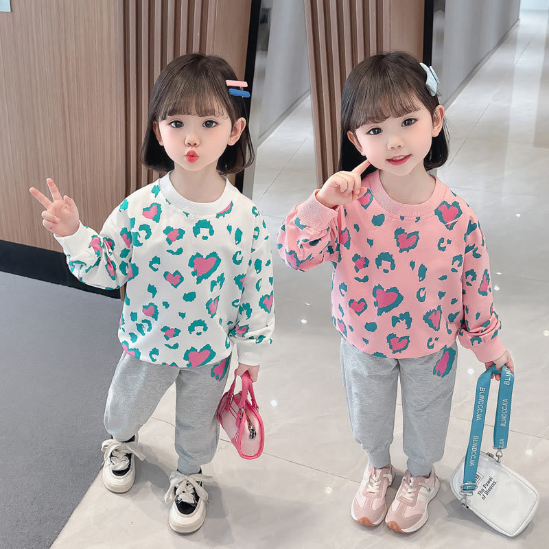 Toddler Girl Heart Sweatshit and Pants Set