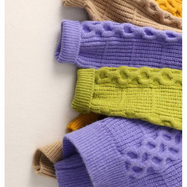 Toddler Knitted Solid Color Round Neck Loose Sweater