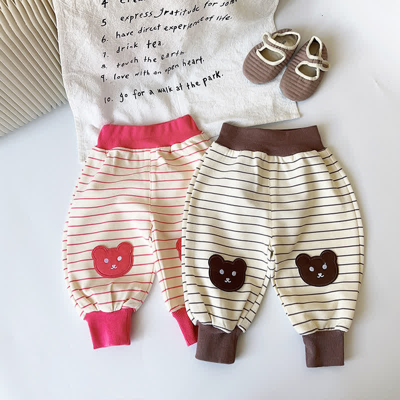 Baby Toddler Bear Striped Casual Pants