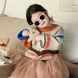Toddler Girl Striped Knitted Sweet Sweater