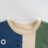 Toddler Boy Dino Color Block Crew Neck Loose T-shirt