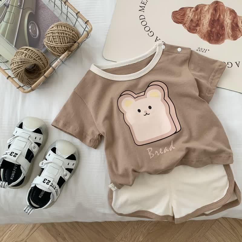 BREAD Baby Toddler Bear Tee and Shorts Set