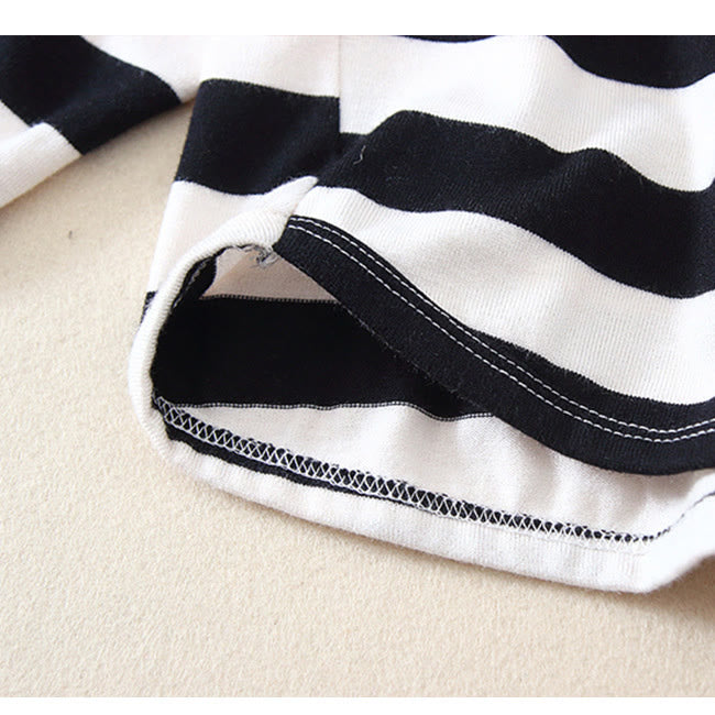 Toddler Round Neck Pocket Striped Casual Sweatshirt