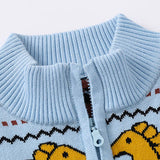 Toddler Dinosaur Color Block Zipper Cardigan