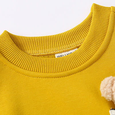 Toddler Striped Bear Round Neck Sweatshirt