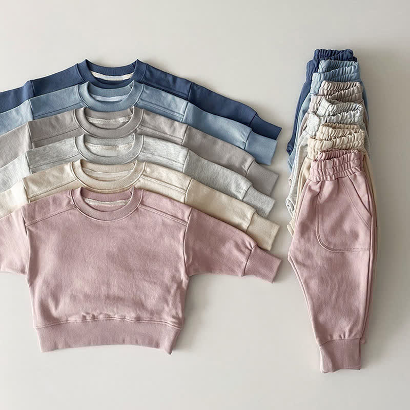 Baby Toddler Solid Color Casual Shirt and Pants Set