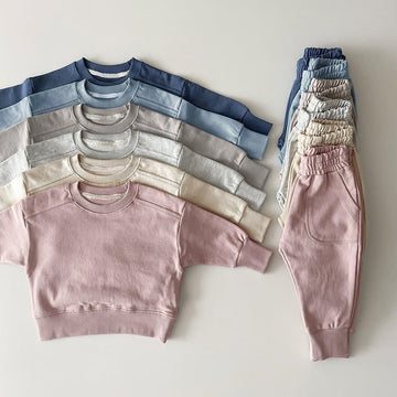 Baby Toddler Solid Color Casual Shirt and Pants Set