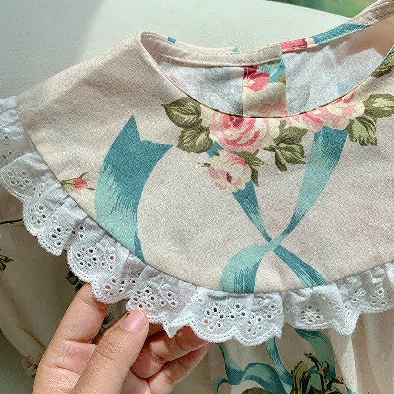 Toddler Girl Flower Flounced Collar Dress