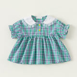 TOMATO Toddler Girl Plaid Lapel Blouse