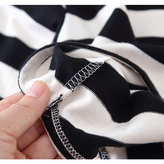 Toddler Round Neck Pocket Striped Casual Sweatshirt