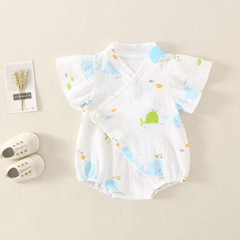 Baby Whale Strawberry Avocado Ruffled Bodysuit
