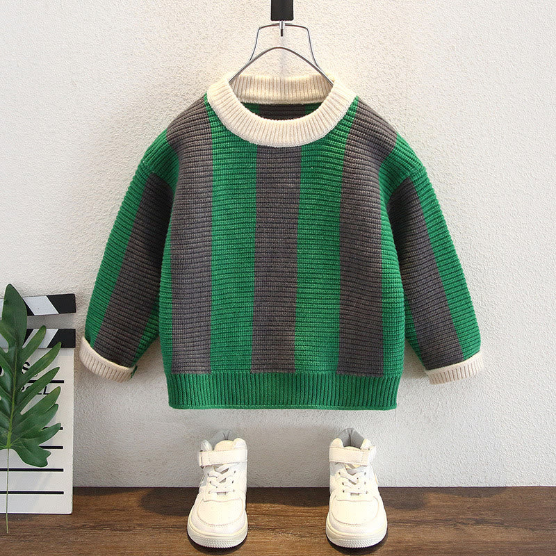 Toddler Boy Vertical Stripe Design Knitted Sweater