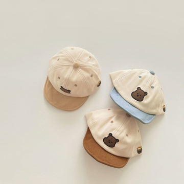 Baby Bear Color Block Cute Sun Peaked Cap