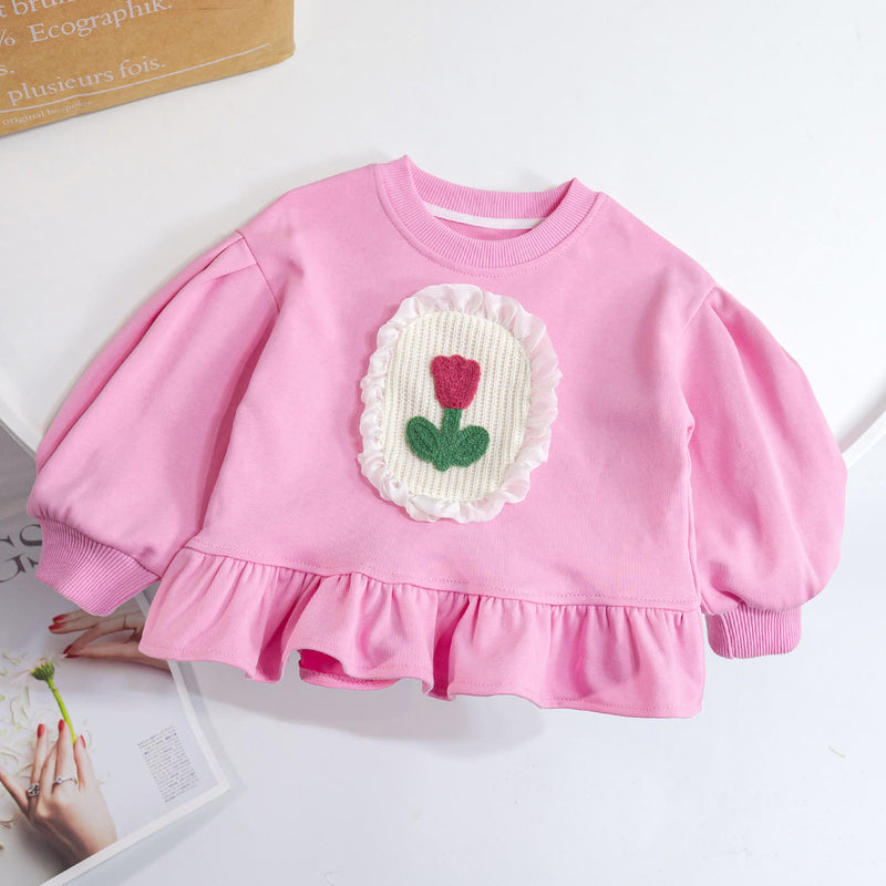 Toddler Girl Patch Flower Sweatshirt