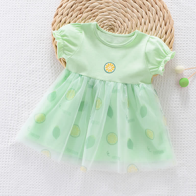 Toddler Girl Strawberry Pineapple Lemon Tulle Dress