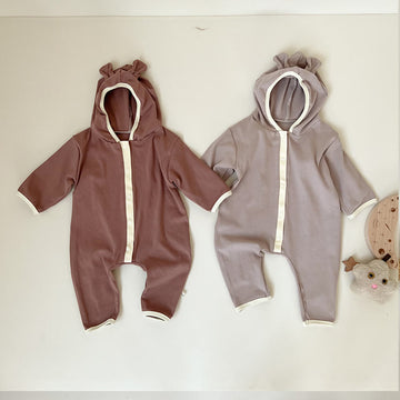 Baby 3D Ears Hooded Simple Loose Romper