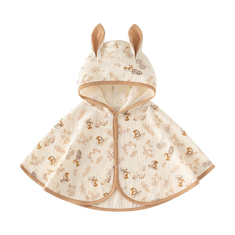 Toddler Squirrel Leaf 3D Ears Hooded Cloak