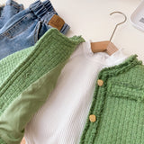 Toddler Girl Green Knitted Sweet Coat