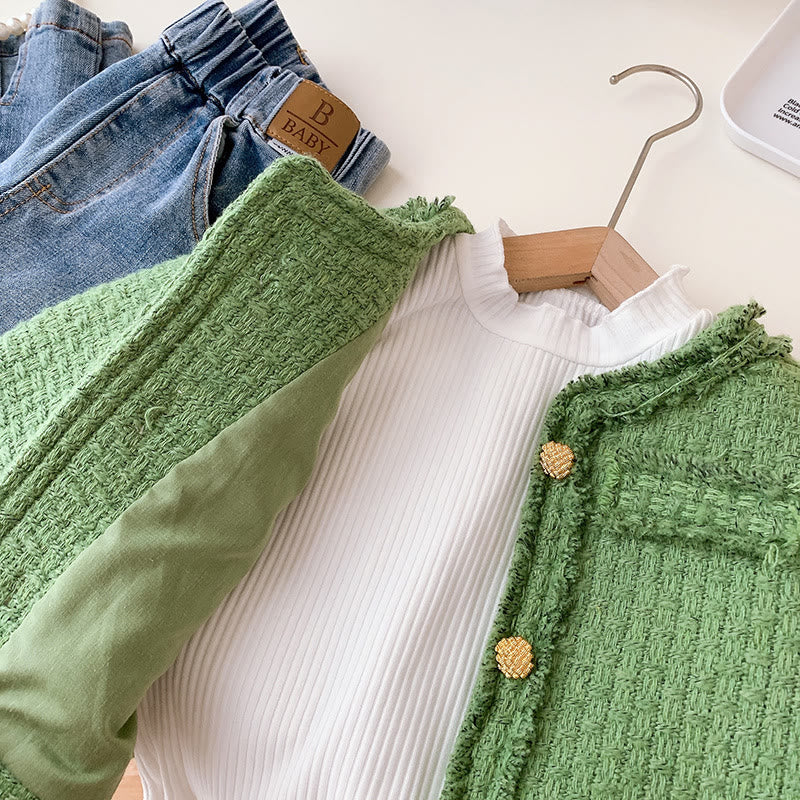Toddler Girl Green Knitted Sweet Coat
