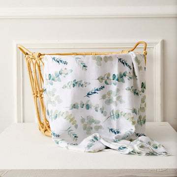 Green Leaf Muslin Baby Swaddle Blanket