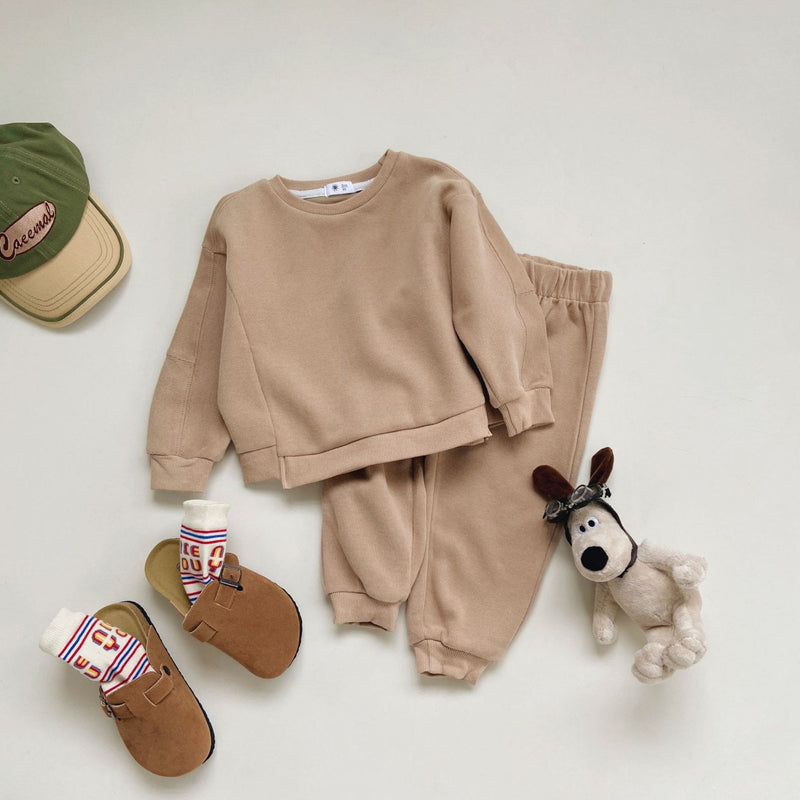 Toddler Casual Solid Color Sweatsuit 2 Pieces Set