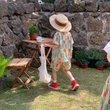 Toddler Color Block Striped Lapel Set Dress