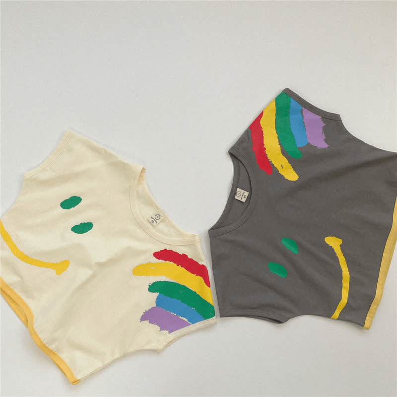 Toddler Smiley Colorful Striped Loose Tee