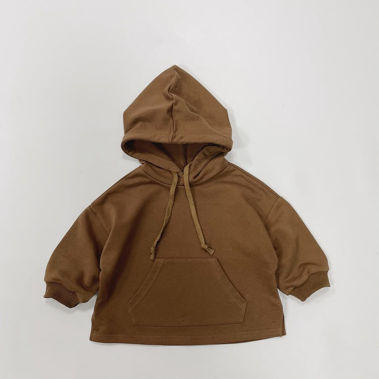 Toddler Casual Pocket Solid Color Hoodie