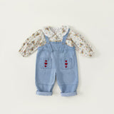 Toddler Girl Bunny Blouse and Heart Suspender Set