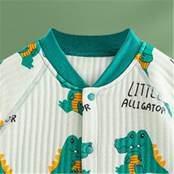 LITTLE ALLIGATOR Baby Crocodile Quilted Slogan Romper
