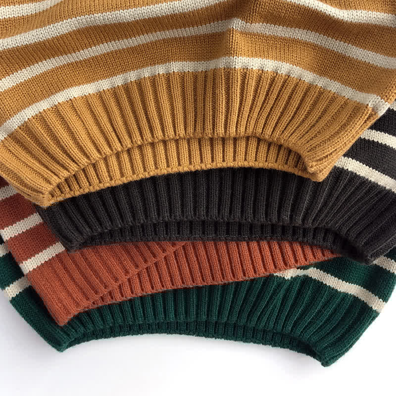 Toddler Boy Retro Striped Warm Sweater