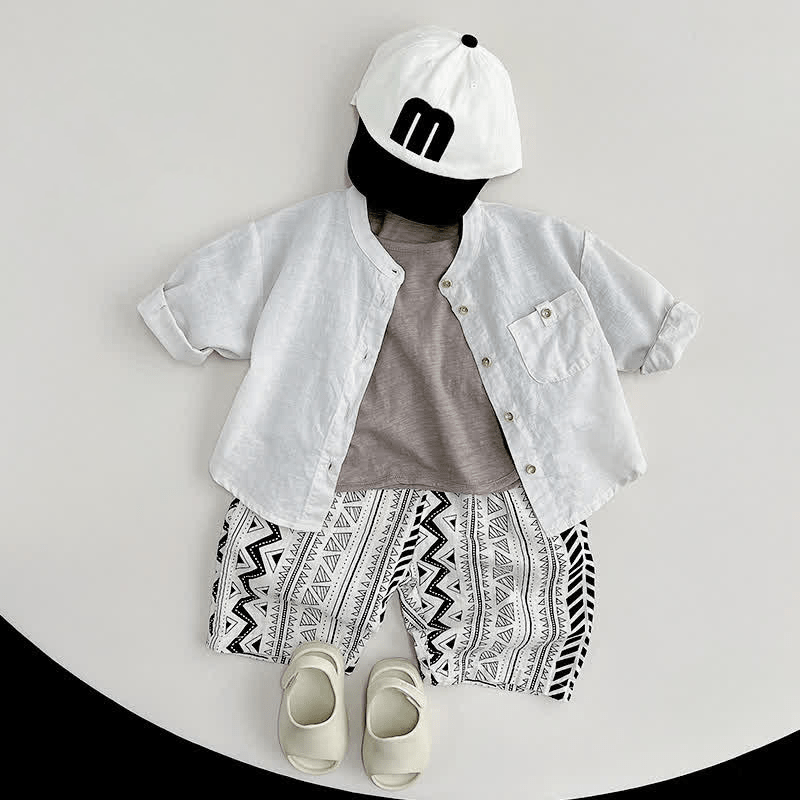 Toddler Solid Color Crew Neck Casual Tee