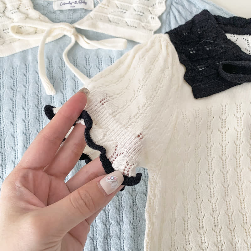 Baby Toddler Hollow Out Lapel Knitted Tee