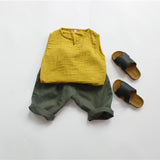 Toddler Retro Solid Color V Neck Tank Top
