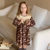 Toddler Girl Retro Style Brown Flower Dress