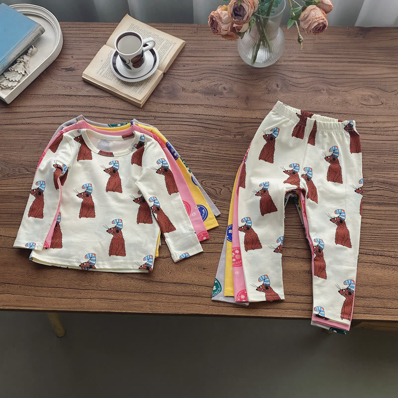 Baby Toddler Flower Animal Pajamas 2 Pieces Set