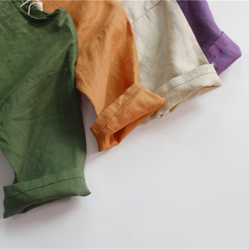 Toddler Retro Solid Color Linen Tee